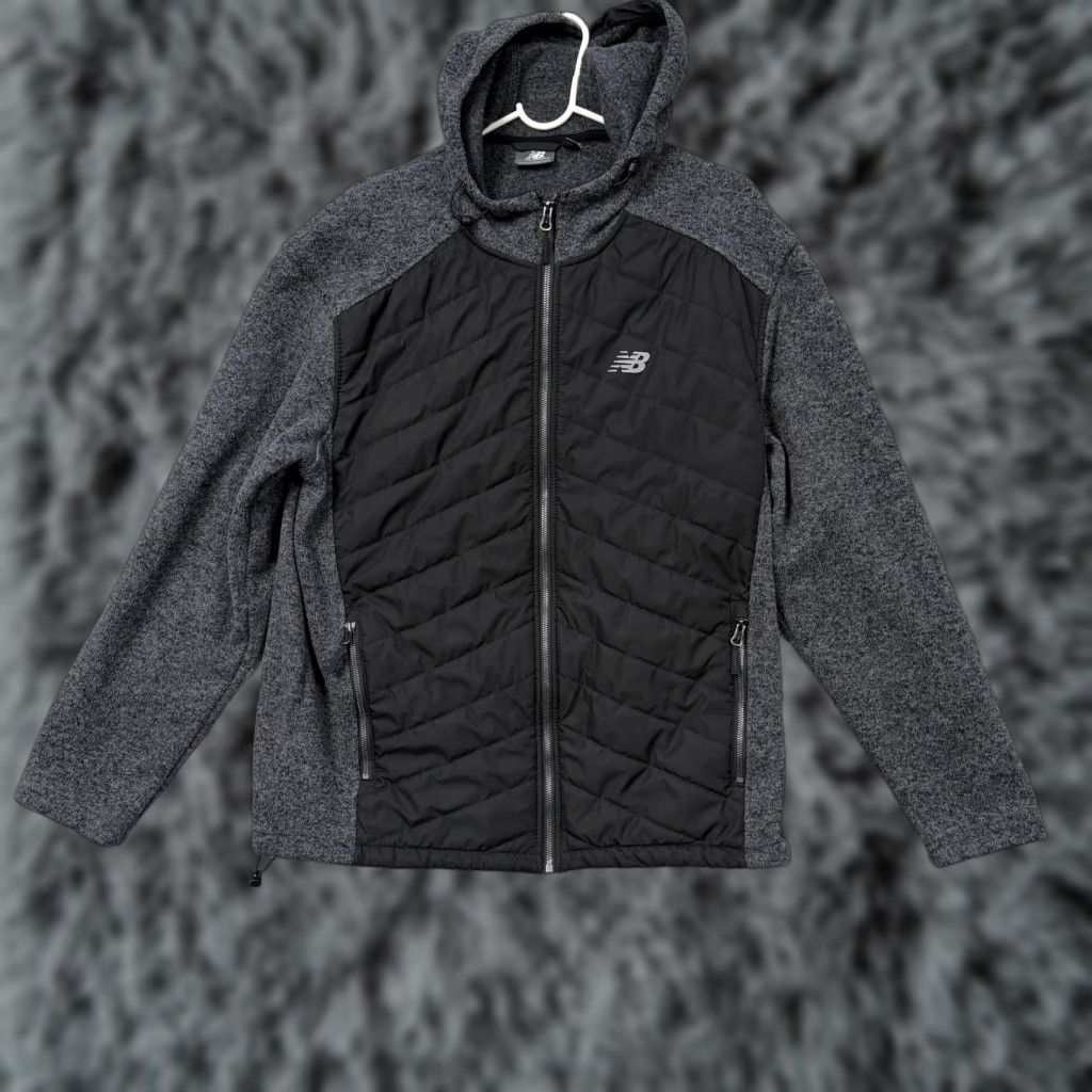 New Balance New Balance Jacket Mens L Gray Black Hooded Fleece Full Zip Quilted Outdoor Size US L / EU 52-54 / 3 - 1 Thumbnail