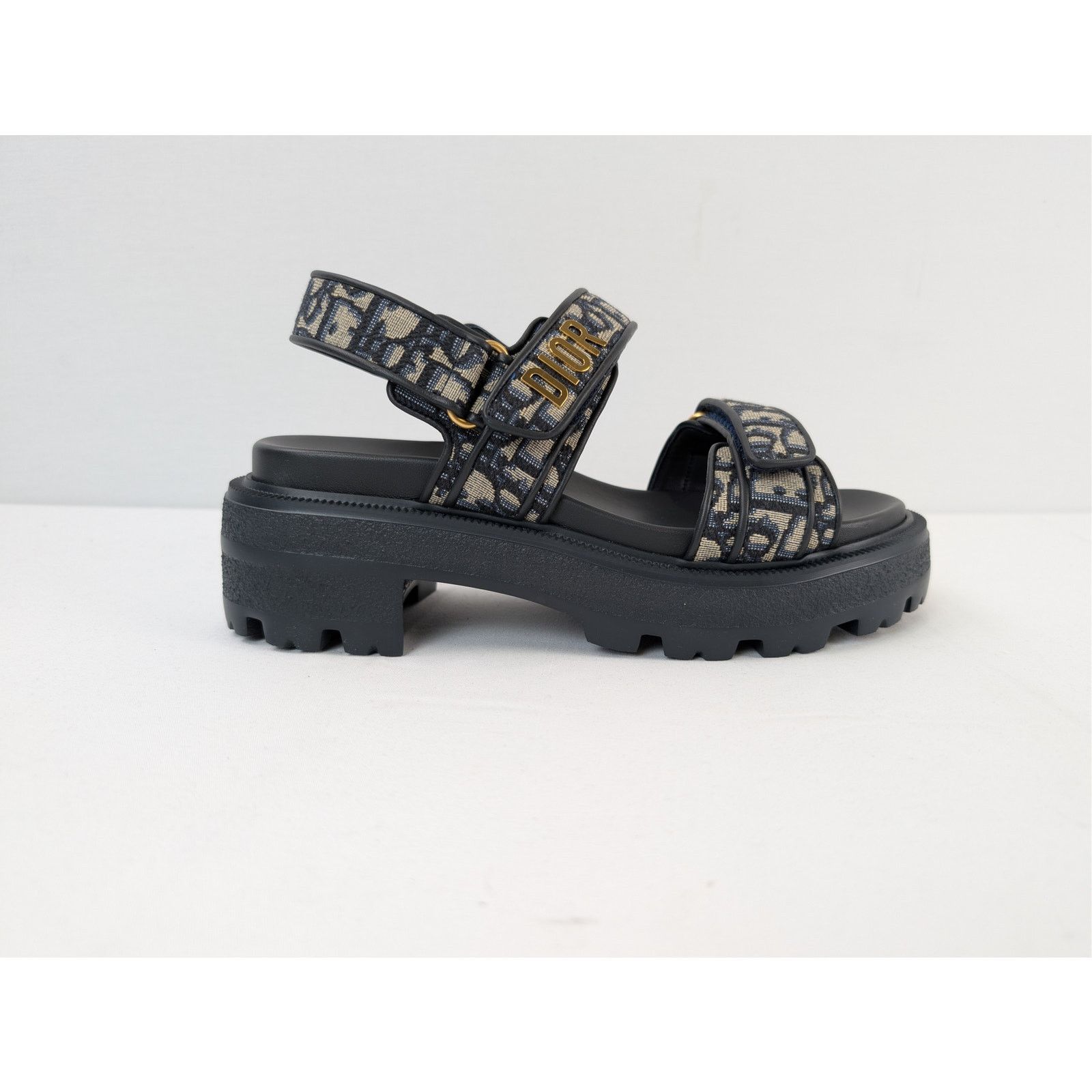 Dior o1rshd1 Oblique Fabric canvas Dioract platform sandal black Size US 8 / IT 38 - 4 Thumbnail