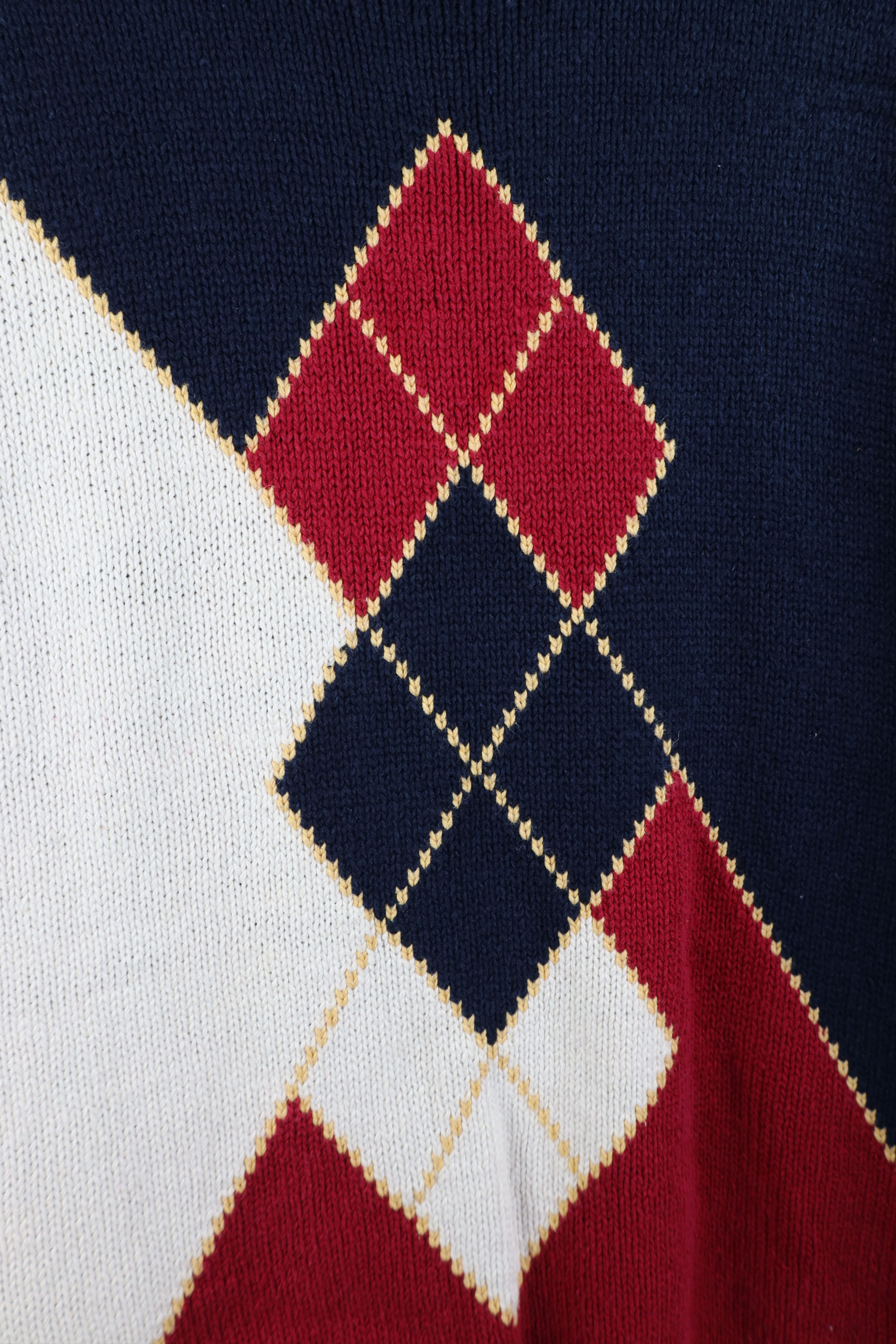 Vintage Vintage 90s Streetwear Argyle Diamond Knit Crewneck Sweater Size US L / EU 52-54 / 3 - 5 Thumbnail