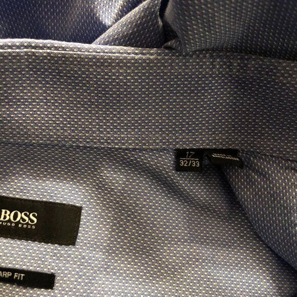 Hugo Boss Hugo boss men's blue cotton dress shirt sharp fit 17/32-33 Size US XL / EU 56 / 4 - 5 Thumbnail