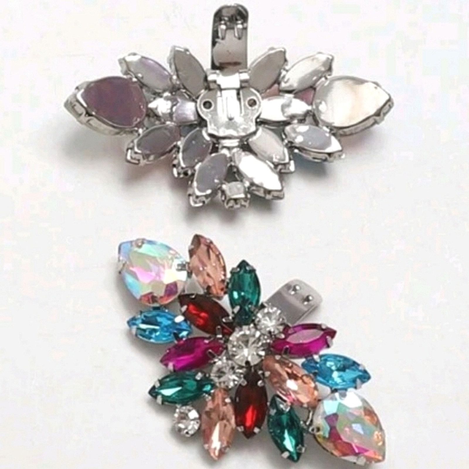 Other COLORFUL ☆ RHINESTONE ☆ SILVERTONE SHOE CLIPS ☆ NIP Size US 4 / IT 34 - 4 Thumbnail