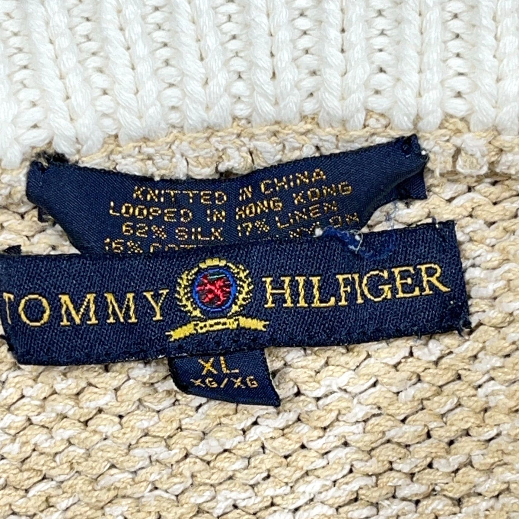 Tommy Hilfiger VINTAGE Tommy Hilfiger Sweater Men XL Tan Heavy Knit Crewneck Rib Grandpa 90s Size US XL / EU 56 / 4 - 3 Thumbnail