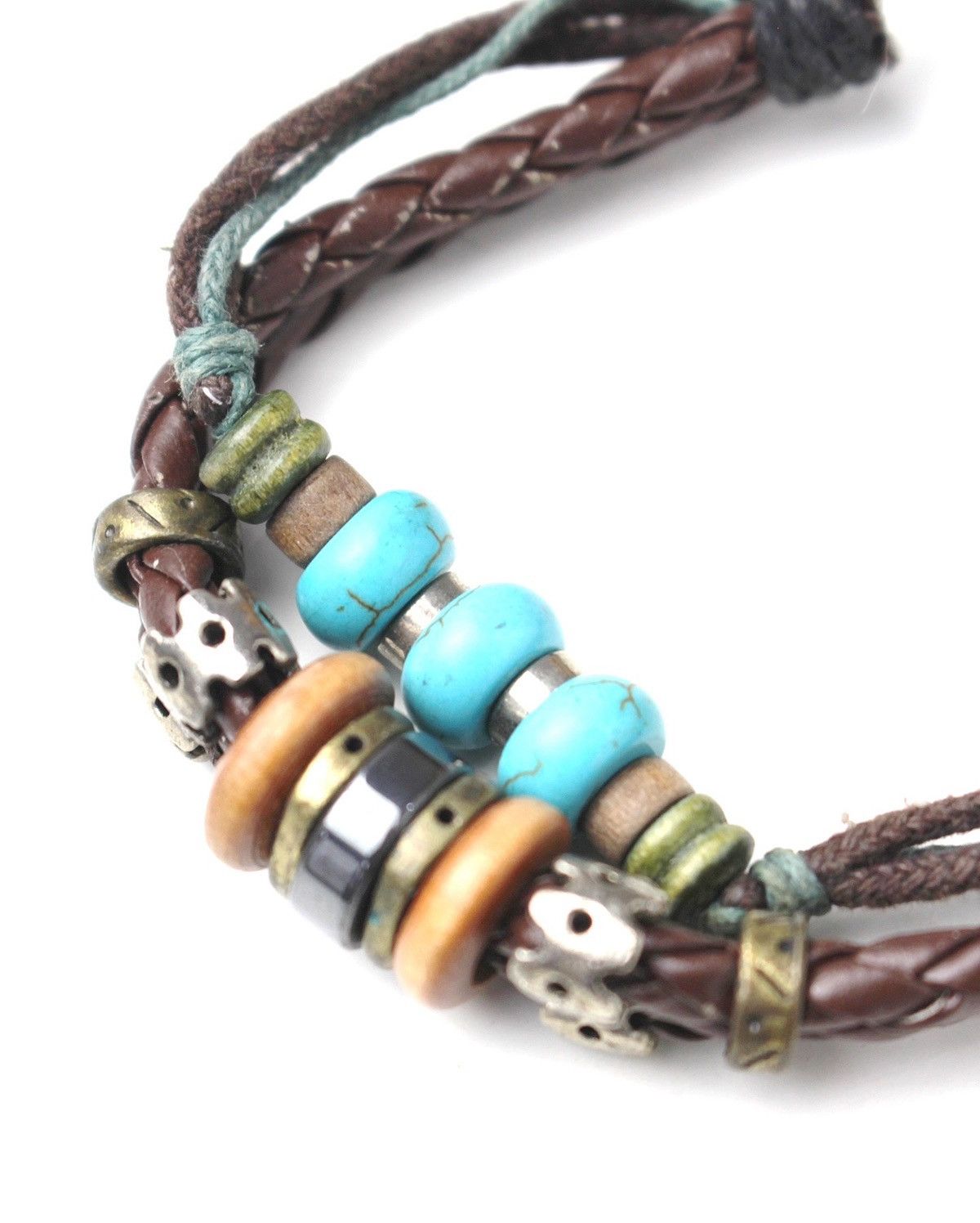 Vintage 2000S JAPANESE MADE TURQUOISE NOMAD LEATHER BRACELET Size ONE SIZE - 4 Thumbnail