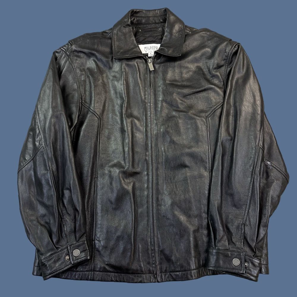 Vintage VINTAGE Wilsons Leather M Julian Motot Jacket Mens L Black Leather Full Zip Lined Bomber 90s Retro Motorcycle Zipper Size US L / EU 52-54 / 3 - 1 Thumbnail