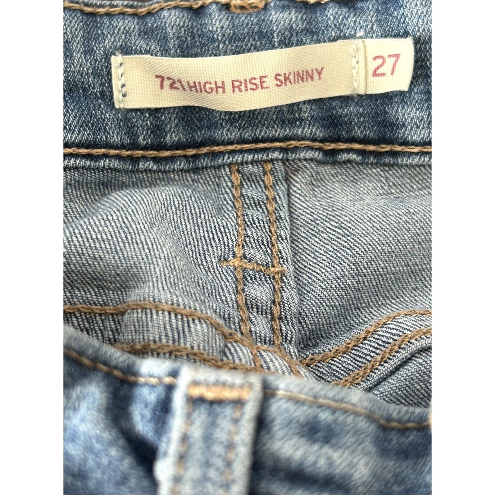 Levi's Levi's 721 High Rise Skinny Jeans Womens 27 Blue Denim 28in Inseam 5-Pocket Stretch Cotton Elastane Regular Size Type Regular Size 27" / US 4 / IT 40 - 3 Thumbnail