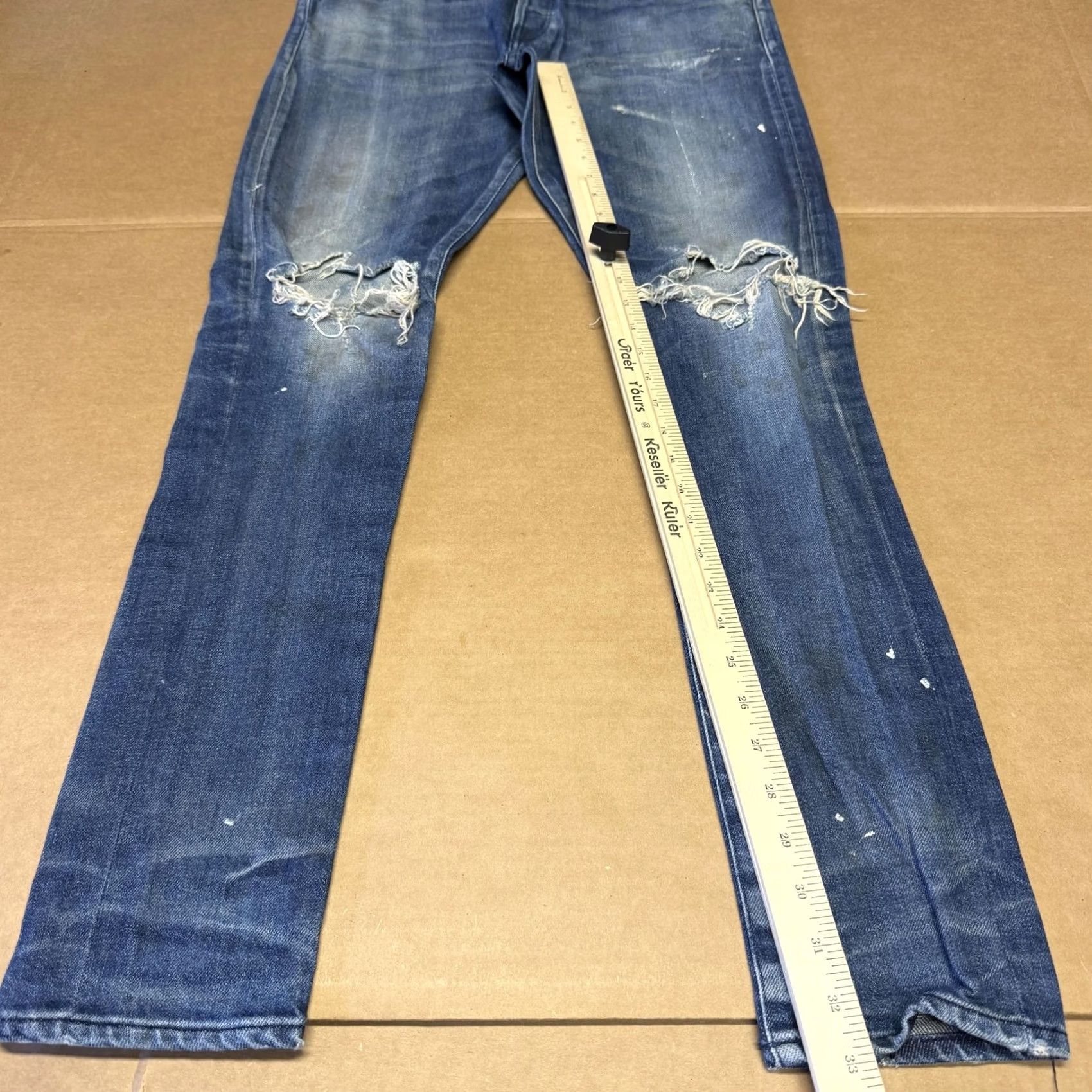 John Elliott John Elliott Jeans Mens 31x32 Blue Slim Stretch Denim Distressed Japan Size US 31 - 3 Thumbnail
