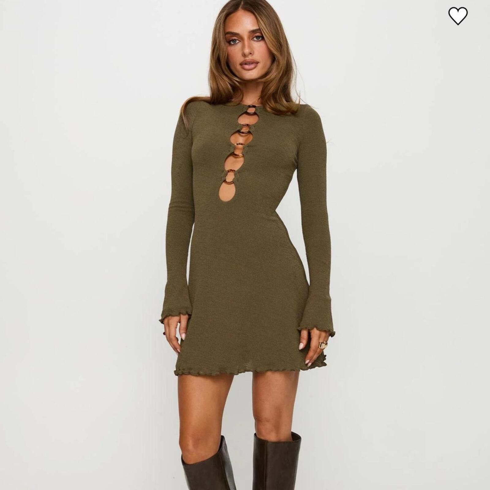 Other Princess Polly Dejonge Ring Mini Dress Olive Size XS / US 0-2 / IT 36-38 - 3 Thumbnail
