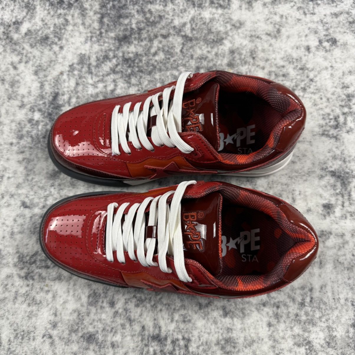 Bape BAPE STA Red / Burgundy Patent Leather Colorblock Sneakers Size US 8 / EU 41 - 6 Thumbnail