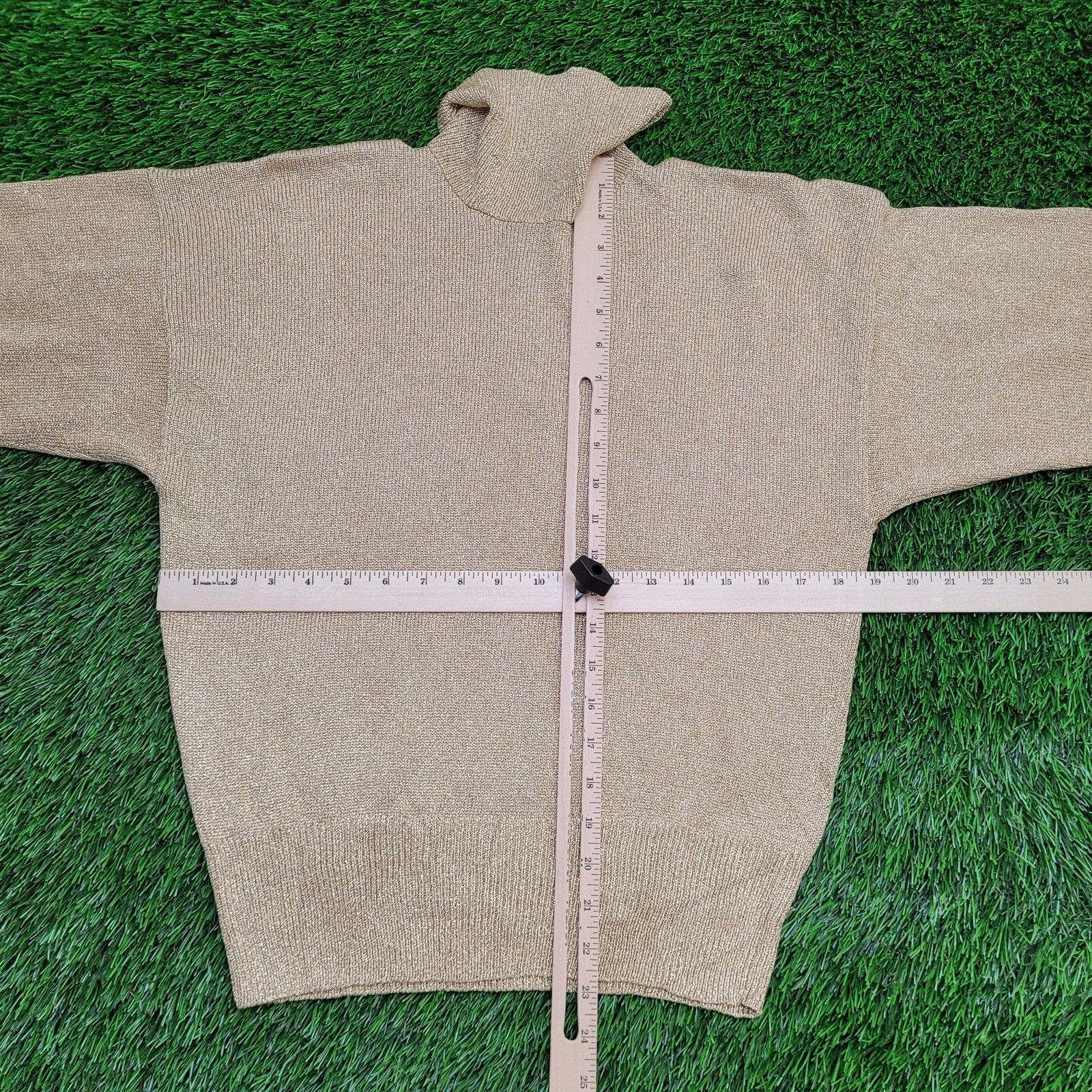 Other VTG 70s Gold Metallic Shimmer Sweater 1/4 Zip Lurex Top M Size M / US 6-8 / IT 42-44 - 8 Thumbnail