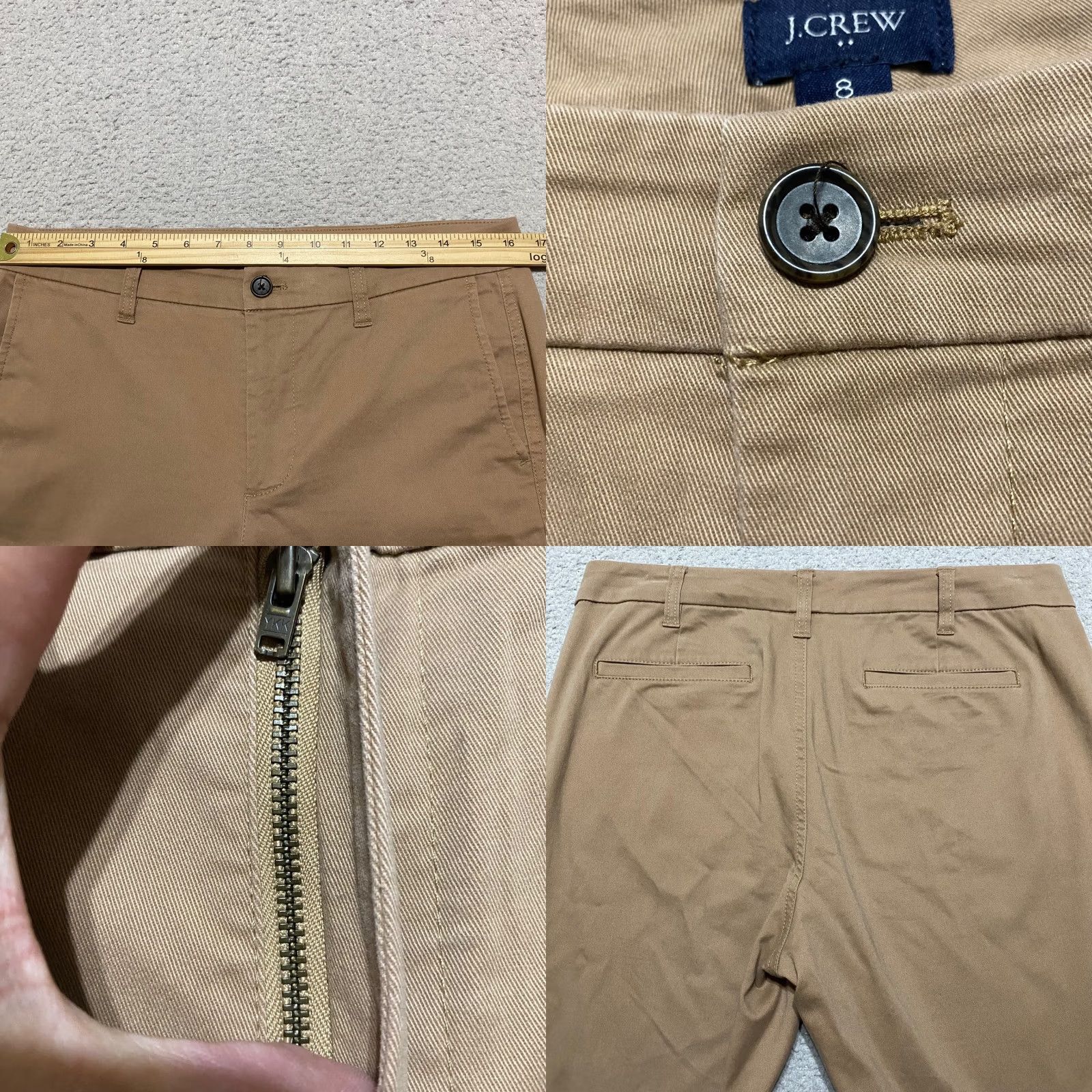 J.Crew J.CREW Pants Beige Straight Chino Mid Rise Regular 8 Womens Plain Beige Front Pockets Stretch Size 30" / US 8 / IT 44 - 8 Thumbnail