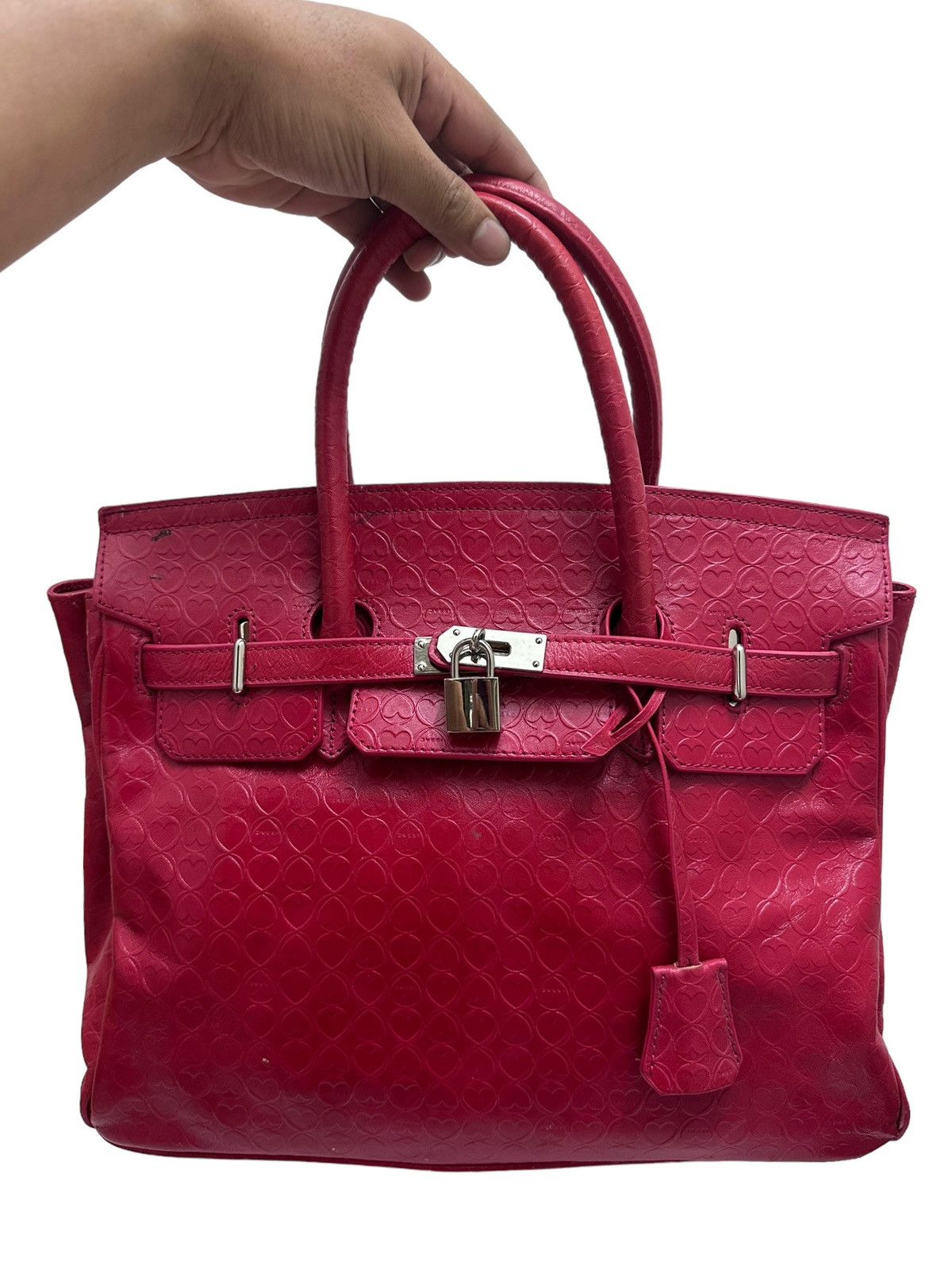 Handmade RARE ‼️ Leather Red ‘Birkin’ Bag Size ONE SIZE - 4 Thumbnail