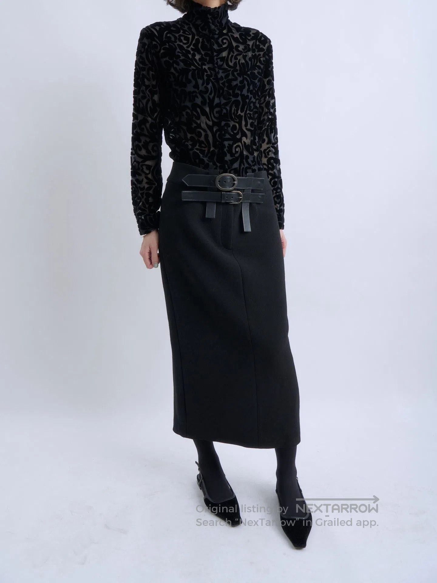 Tom Ford Tom Ford Double Belt Wool Midi Skirt. Size 31" - 6 Thumbnail
