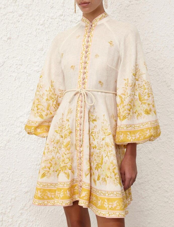 Zimmermann oc11z0525 Buttoned Mini Dress in Multicolor Size L / US 10 / IT 46 - 5 Thumbnail