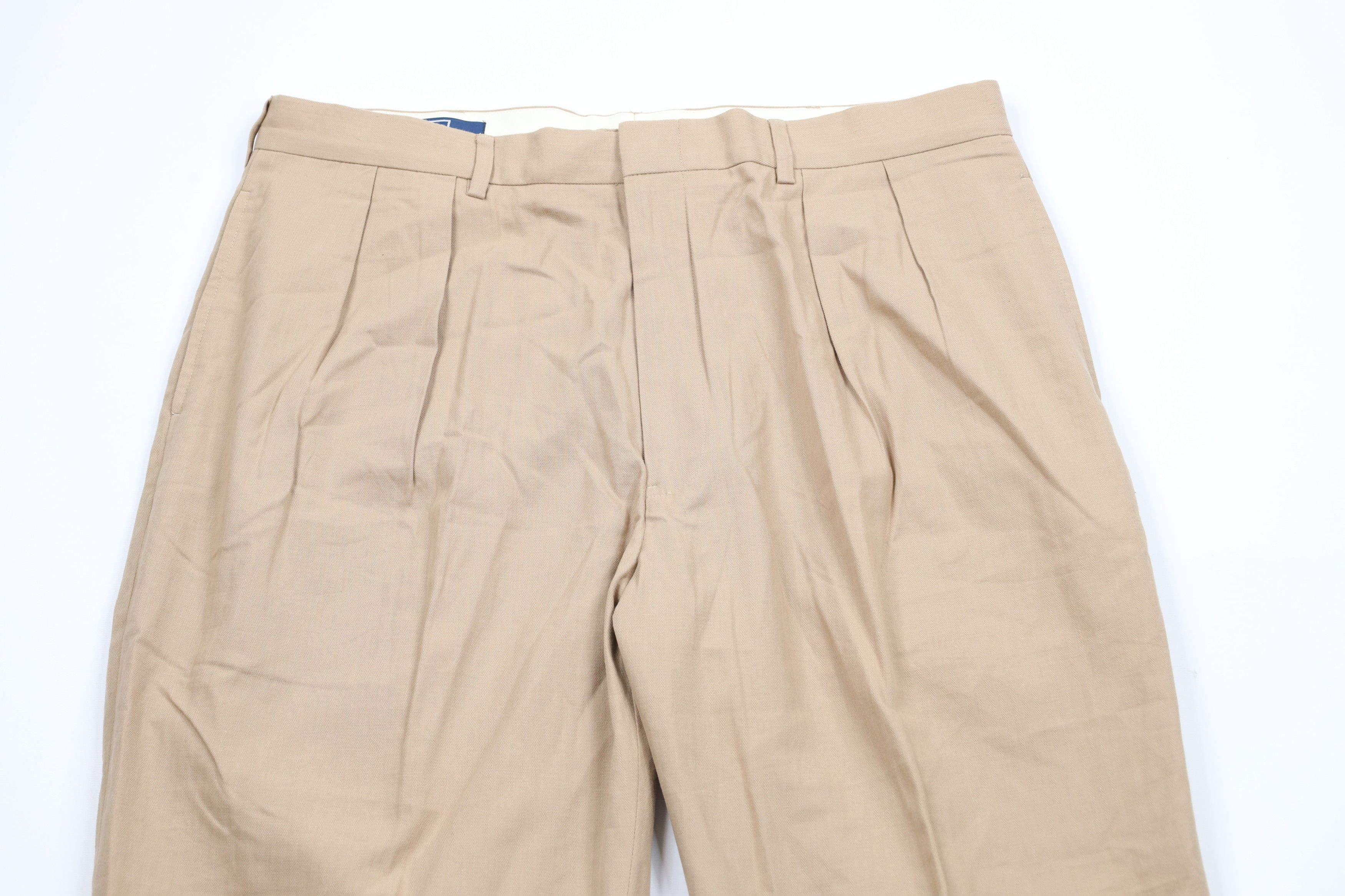 Ralph Lauren × Vintage Vintage 90s Ralph Lauren Pleated Wide Leg Chino Pants Size US 38 / EU 54 - 2 Thumbnail
