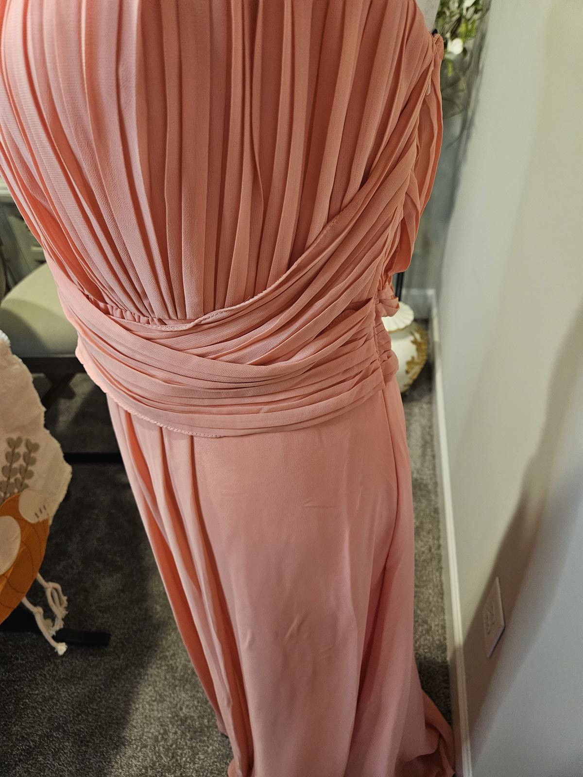 Designer Nwt Elegant Strapless Coral Evening Gown with wrap Size XL / US 12-14 / IT 48-50 - 3 Thumbnail