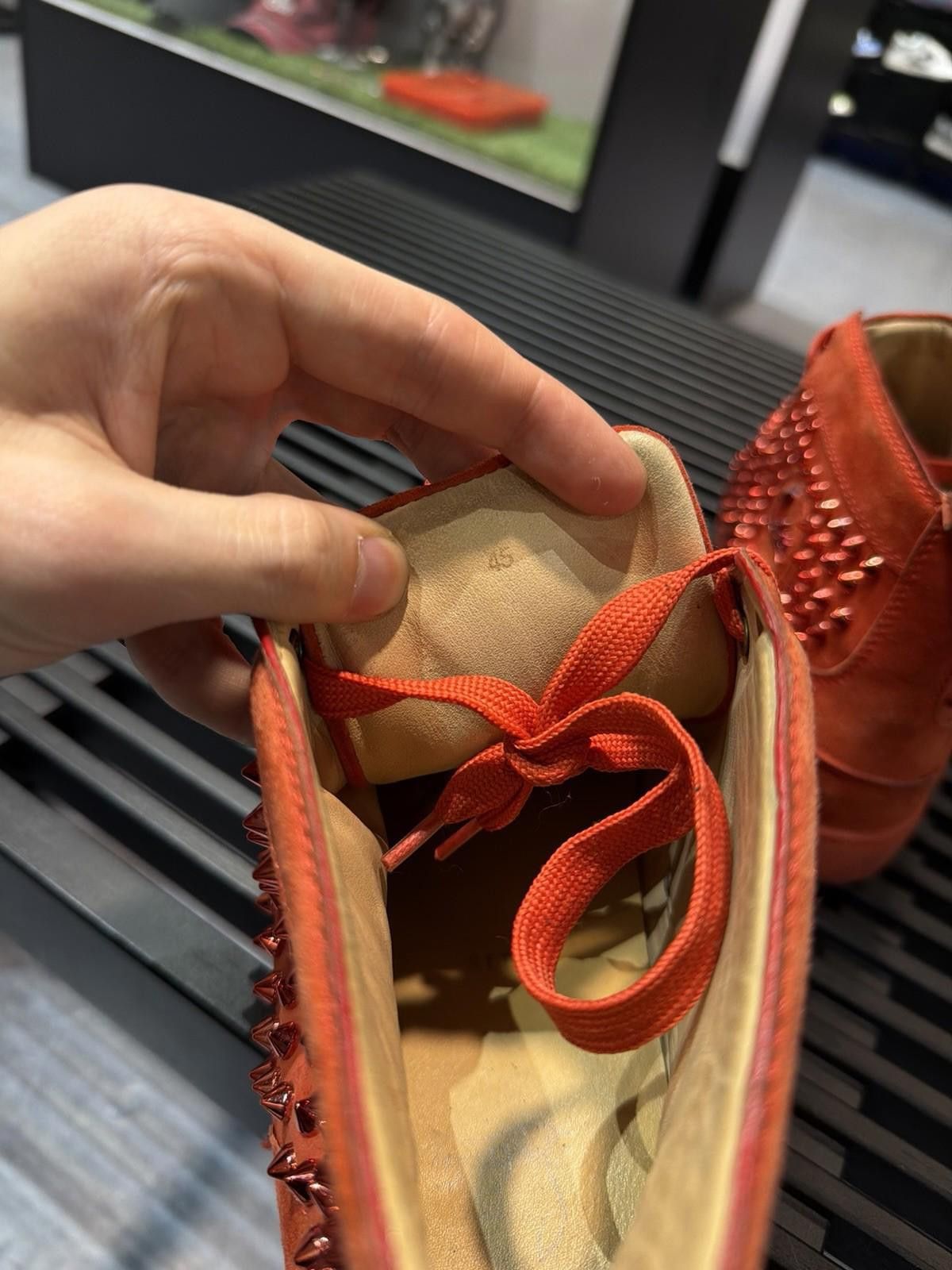 Christian Louboutin Christian Louboutin Red High Top Spike Sneakers 45EU/12US Size US 12 / EU 45 - 11 Thumbnail