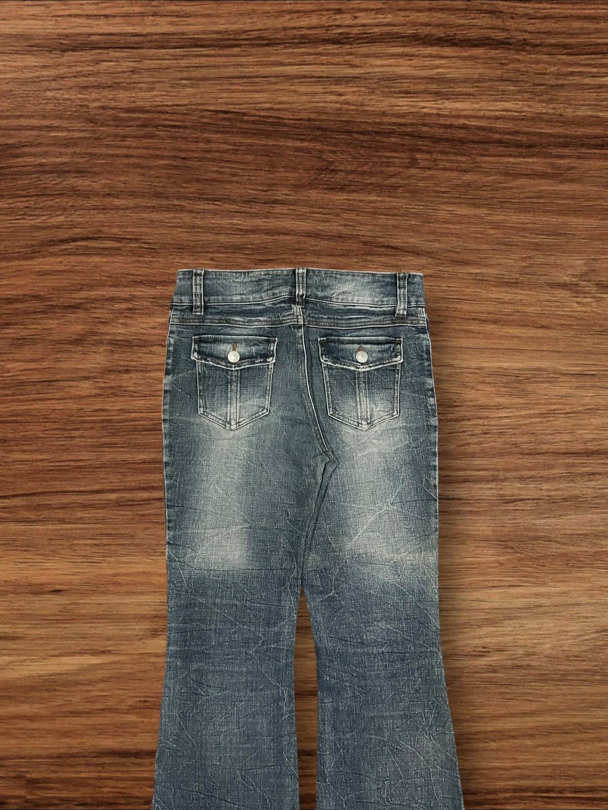 Japanese Brand ⚡️Flare⚡️Vintage Japanese Brand Double Button Dark Washed Jean Size 32" / US 10 / IT 46 - 5 Thumbnail