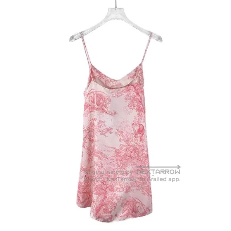 Dior Dior Pink animal jungle print mulberry silk strap dress Size XXS / US 00 / IT 34 - 2 Thumbnail