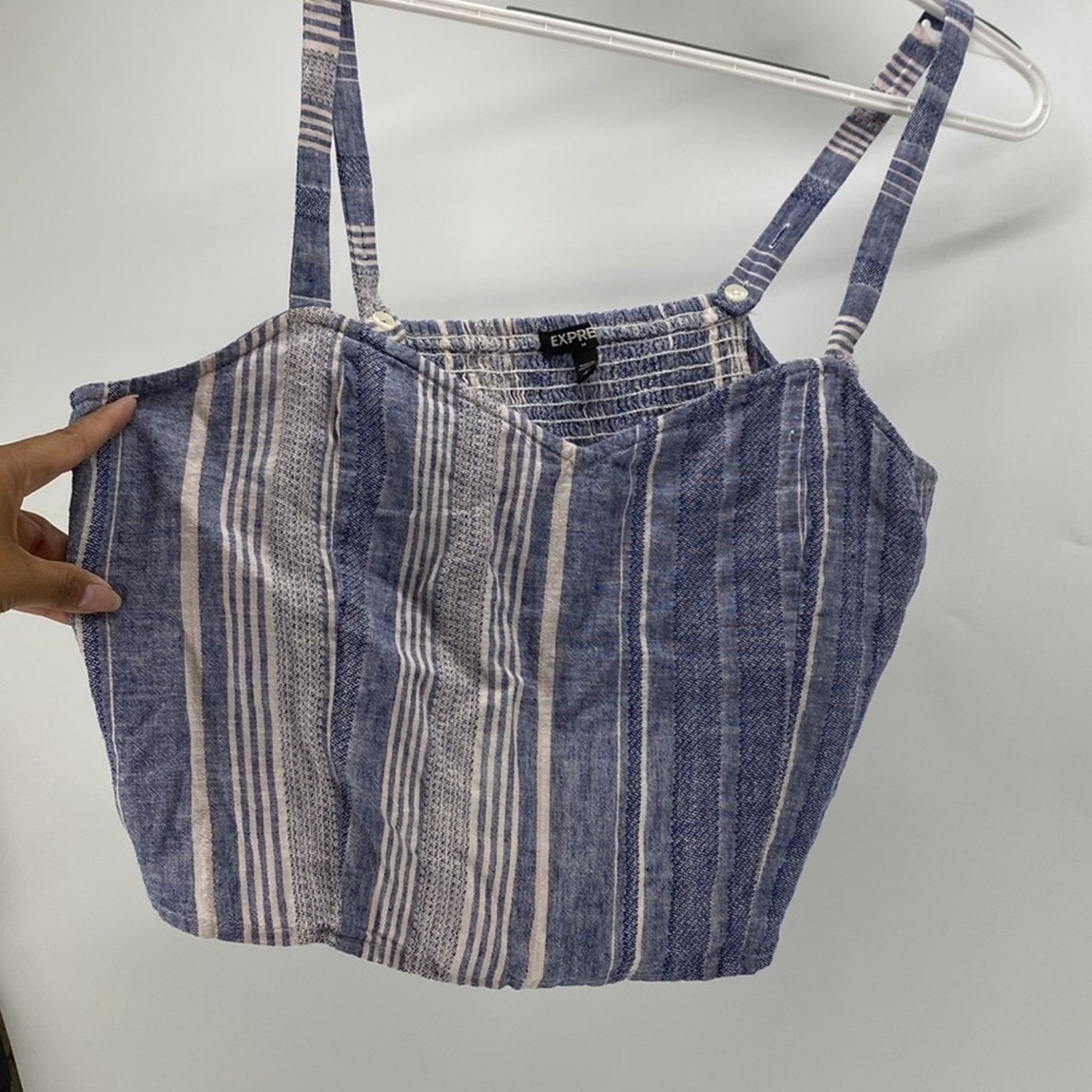 Express Express linen adjustable strap bohemian summer cropped top Size L / US 10 / IT 46 - 6 Thumbnail