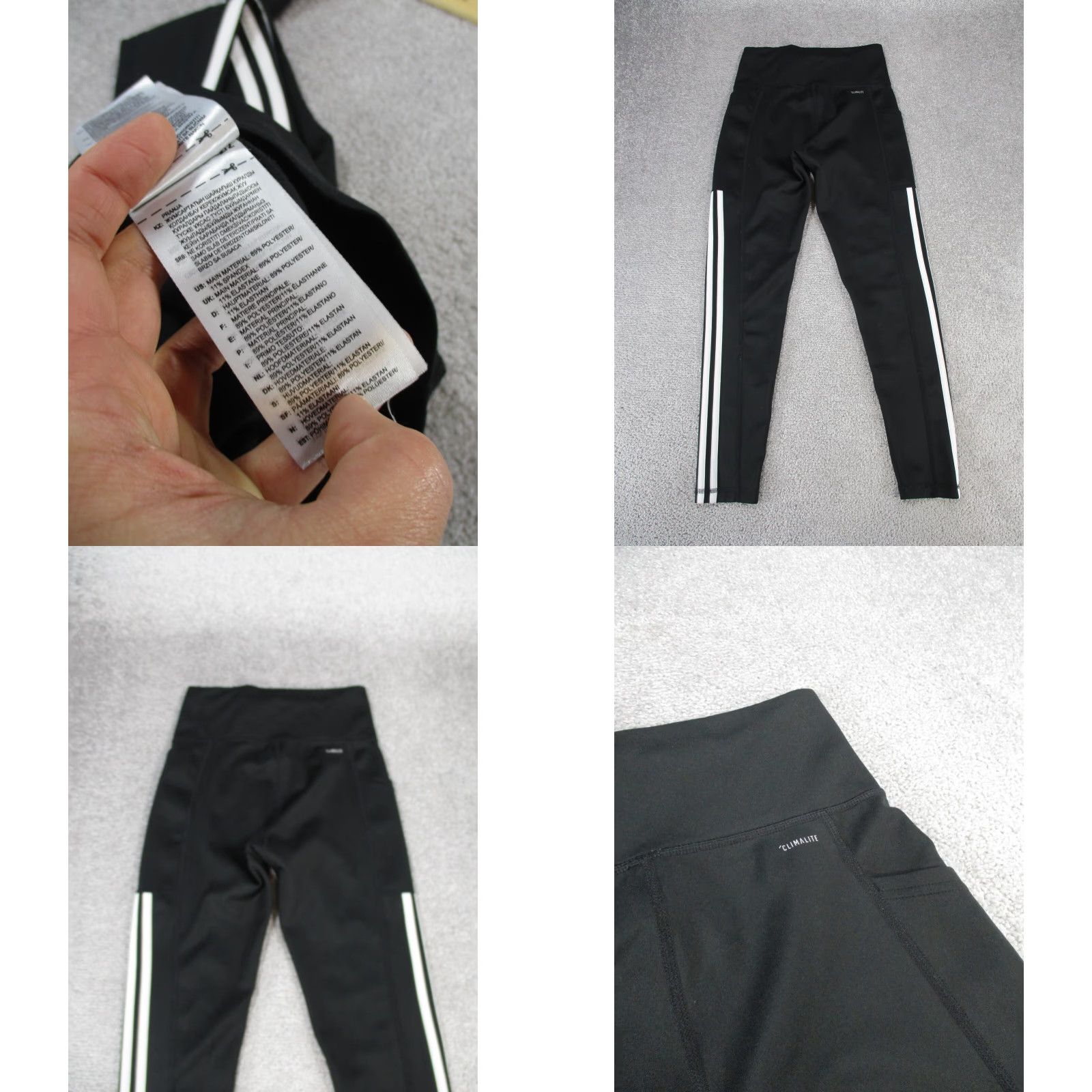Adidas Adidas Leggings Womens Small Climalite Black White Stripes 26" Size 28" / US 6 / IT 42 - 8 Thumbnail