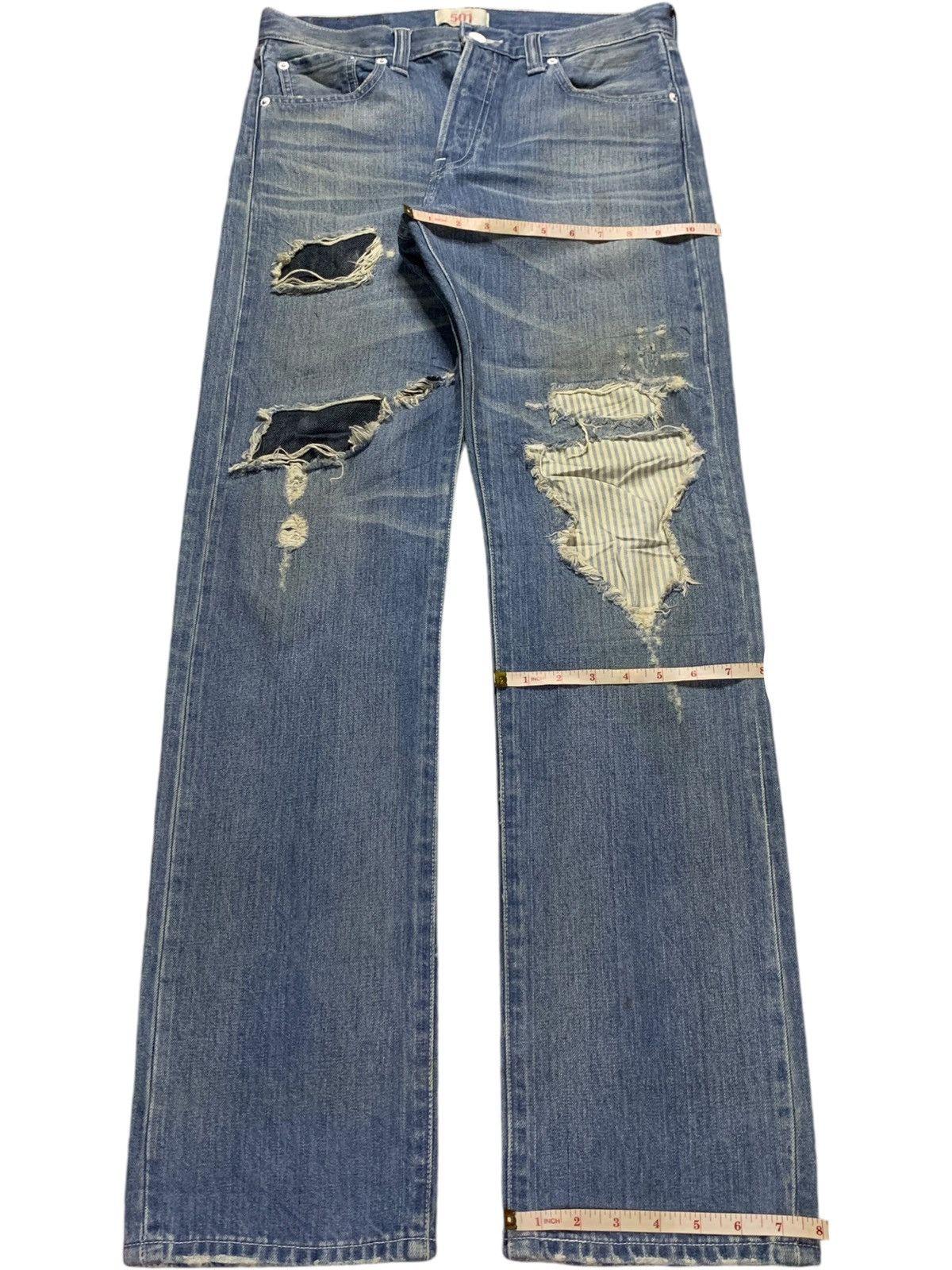 Levi's Vintage 90s Levis 501 Distressed Patched Loose Jeans Size US 31 - 13 Thumbnail