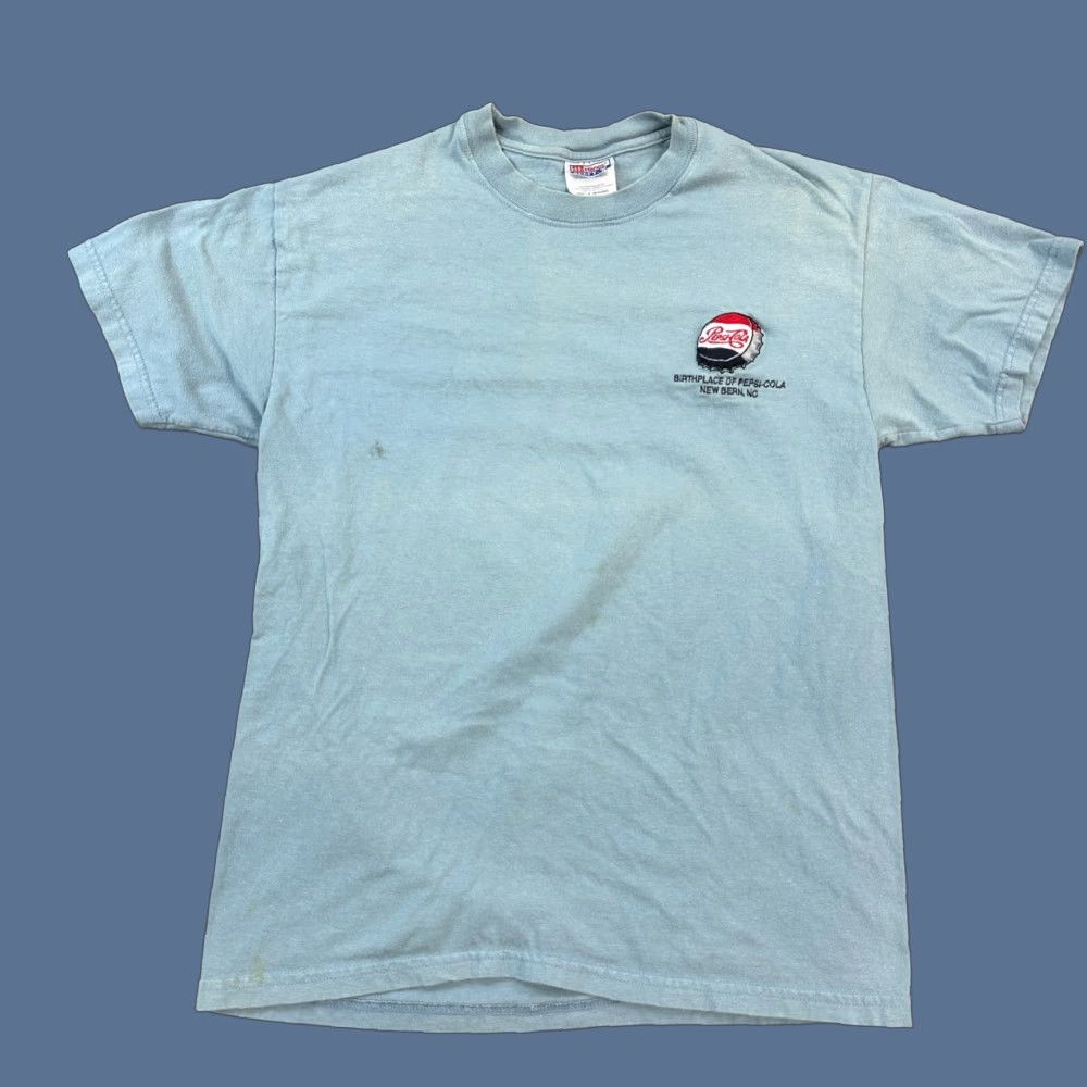 Hanes Vintage Hanes Beefy-T Shirt Mens M Blue Cotton Embroidered Pepsi Cola Birthplace Y2K Retro 90s USA Shirt Size US M / EU 48-50 / 2 - 1 Thumbnail