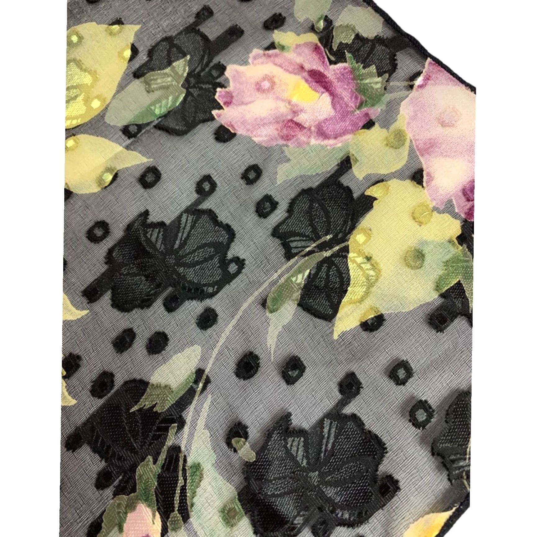 Vintage VINTAGE Floral Scarf Womens 19 Inch Square Textured Siky Sheer Gray Size ONE SIZE - 5 Thumbnail