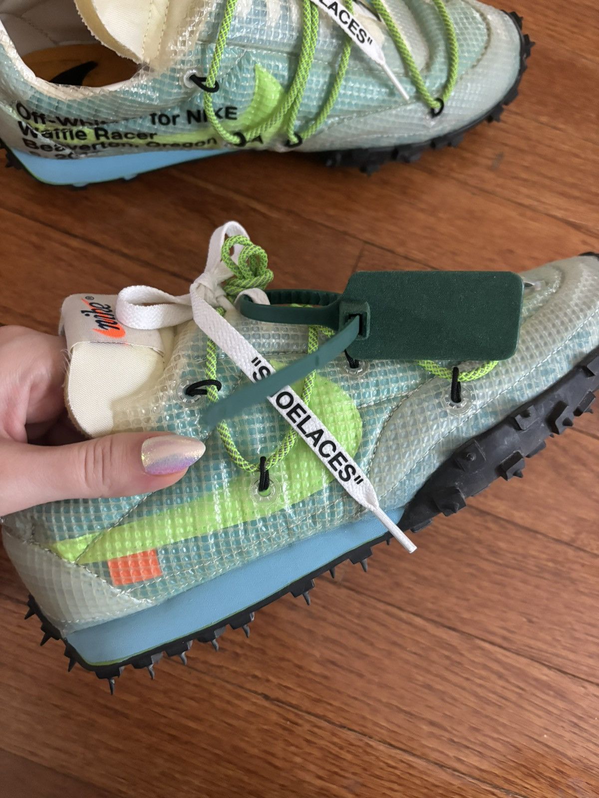 Nike × Off-White Off-White x Nike Wmns Waffle Racer 'Vivid Sky' 2019 size 10 Size US 10 / IT 40 - 4 Thumbnail