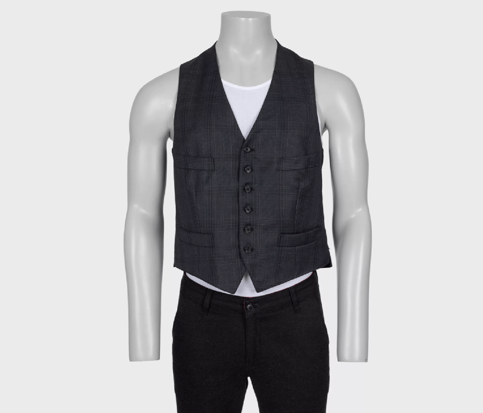 Tom Ford Tom Ford Black Check Wool Waistcoat IT48 M Size 48R - 1 Thumbnail