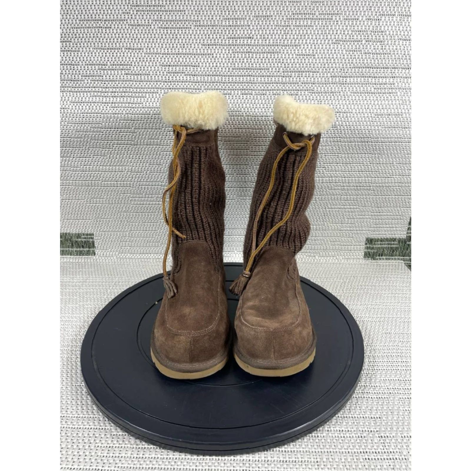 Ugg Ugg Boots Mens Size 6 Suburb Brown Crochet Knit Sheepskin Mid Calf Winter Snow Size US 6 / IT 36 - 4 Thumbnail