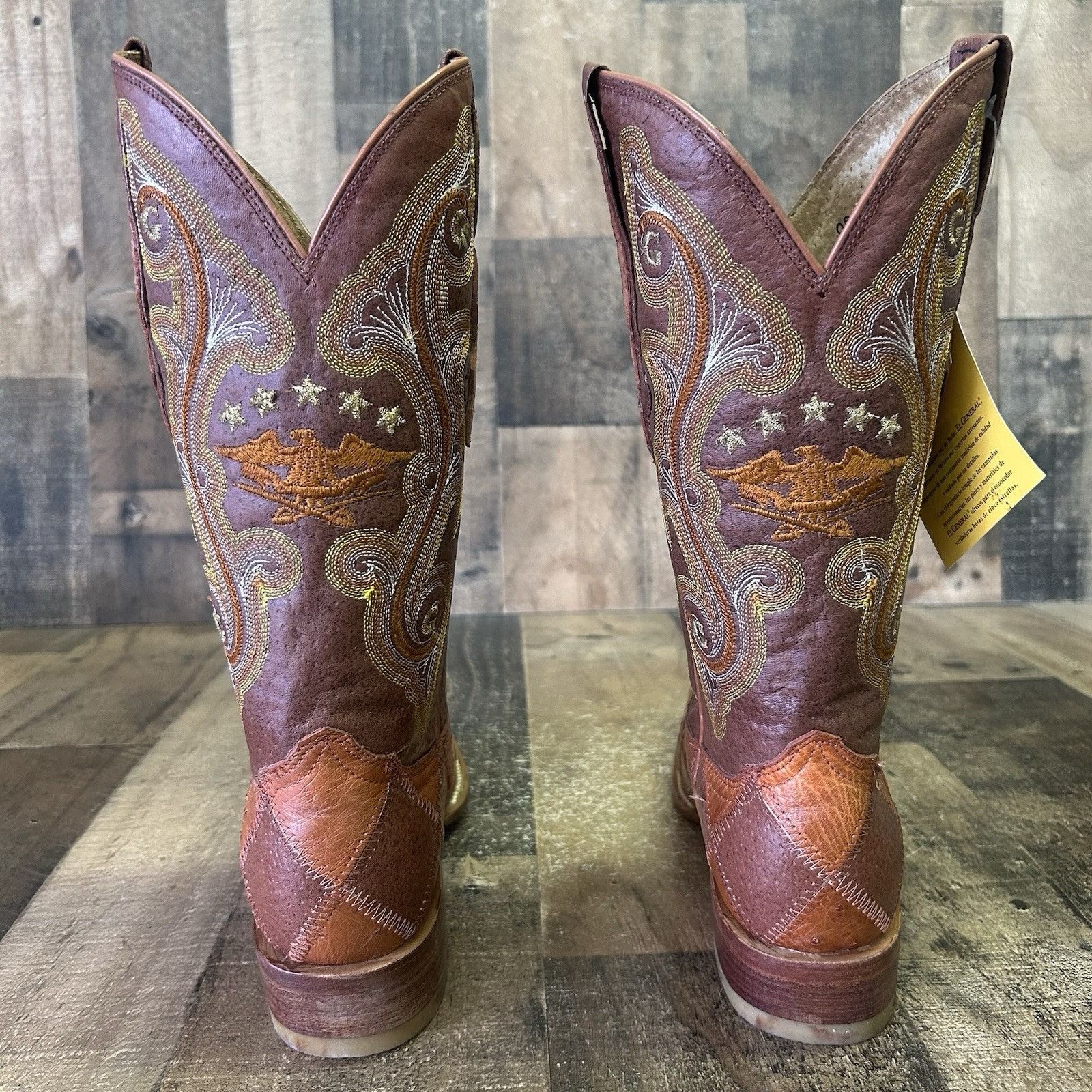 Vintage El General Pointed Toe Patchwork Ostrich Cowboy Boots Mens 8 Size US 8 / EU 41 - 9 Thumbnail