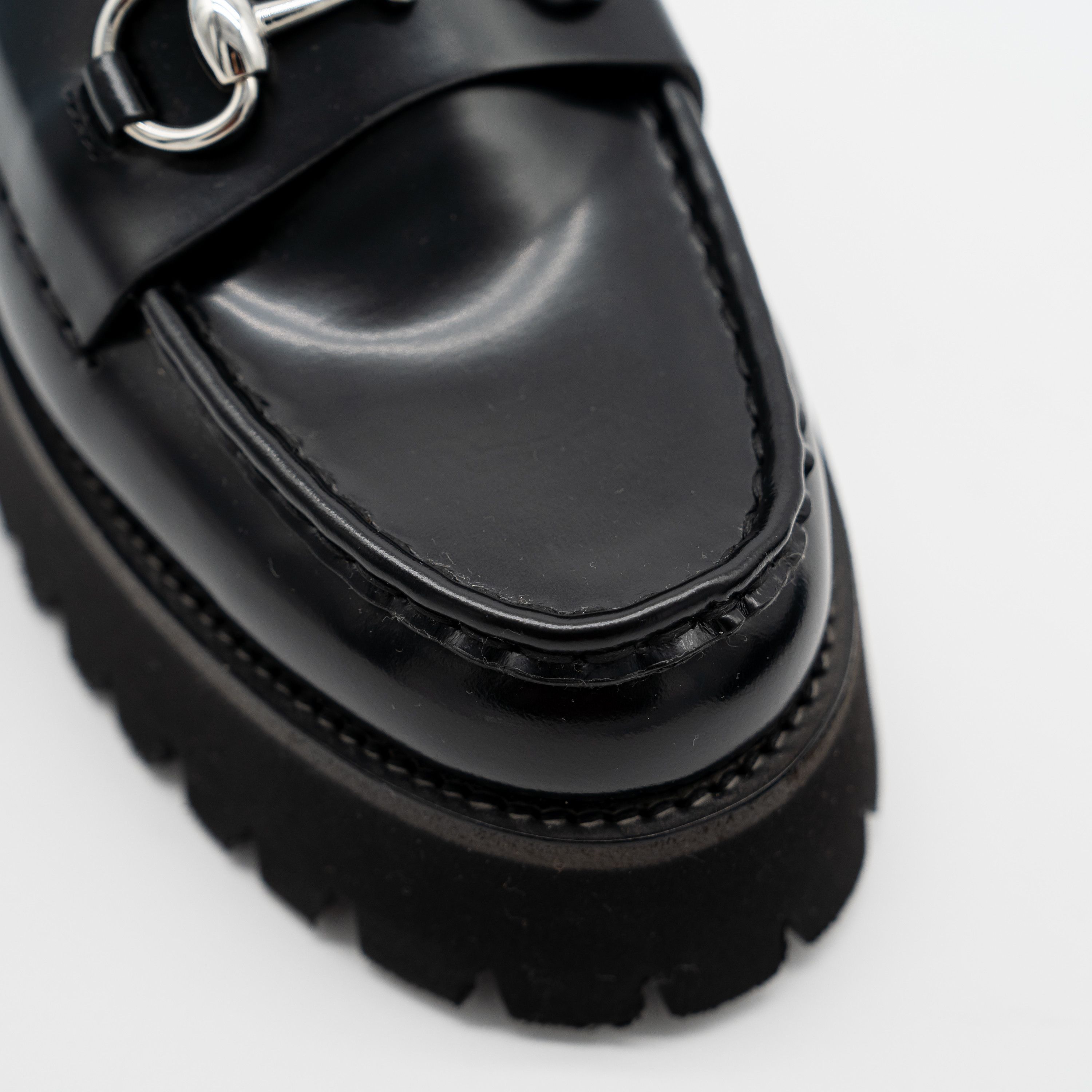 Gucci 40G Gucci Mules Platform Horsebit Black Leather Lug Sole Size US 10 / IT 40 - 7 Thumbnail