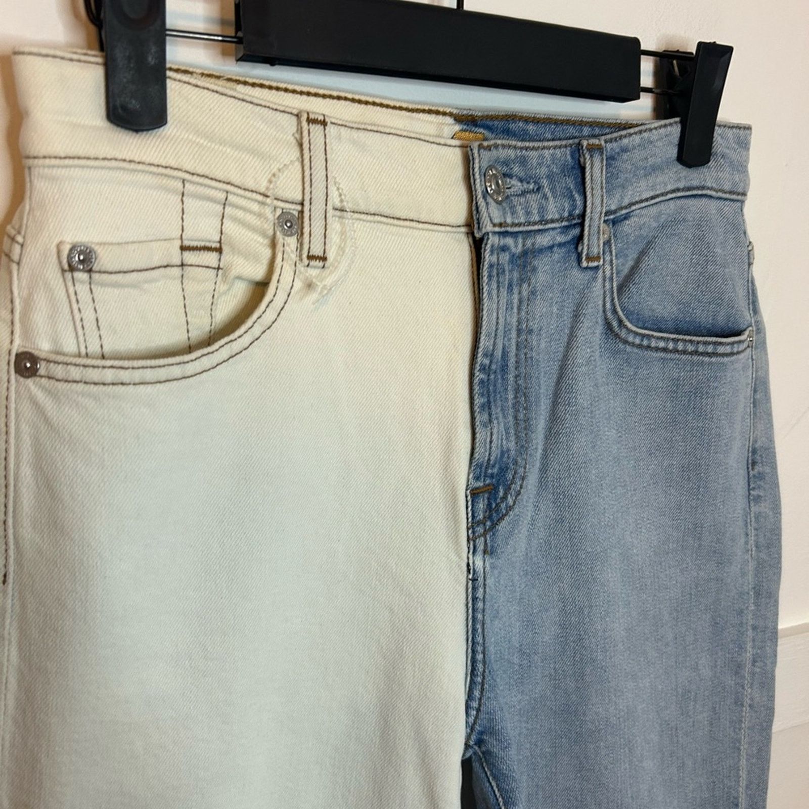 7 For All Mankind 7FAM Two-Toned Alexa Cropped Wide Leg Jeans Size 26" / US 2 / IT 38 - 6 Thumbnail
