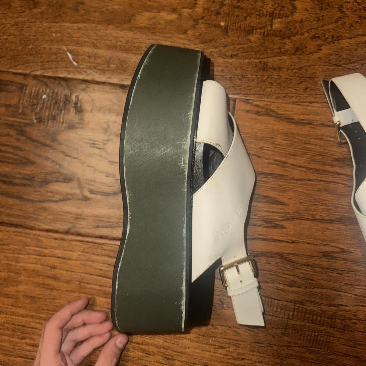 Marni Marni White Leather Shoes on Black Rubber Platform Size 40 Size US 9 / IT 39 - 9 Thumbnail