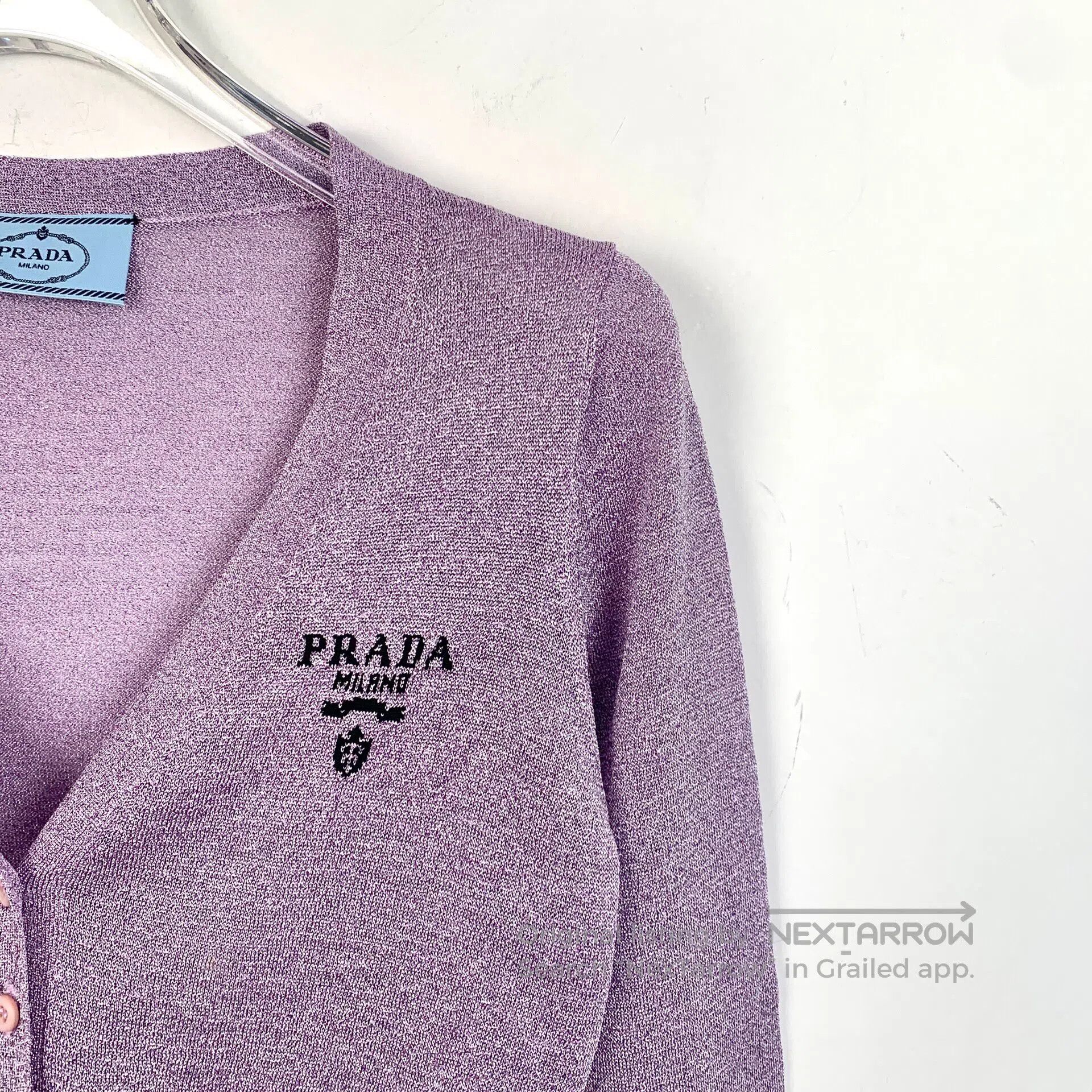 Prada Prada Purple Logo Letter Embroidered Short Knit Cardigan J Size XS / US 0-2 / IT 36-38 - 3 Thumbnail