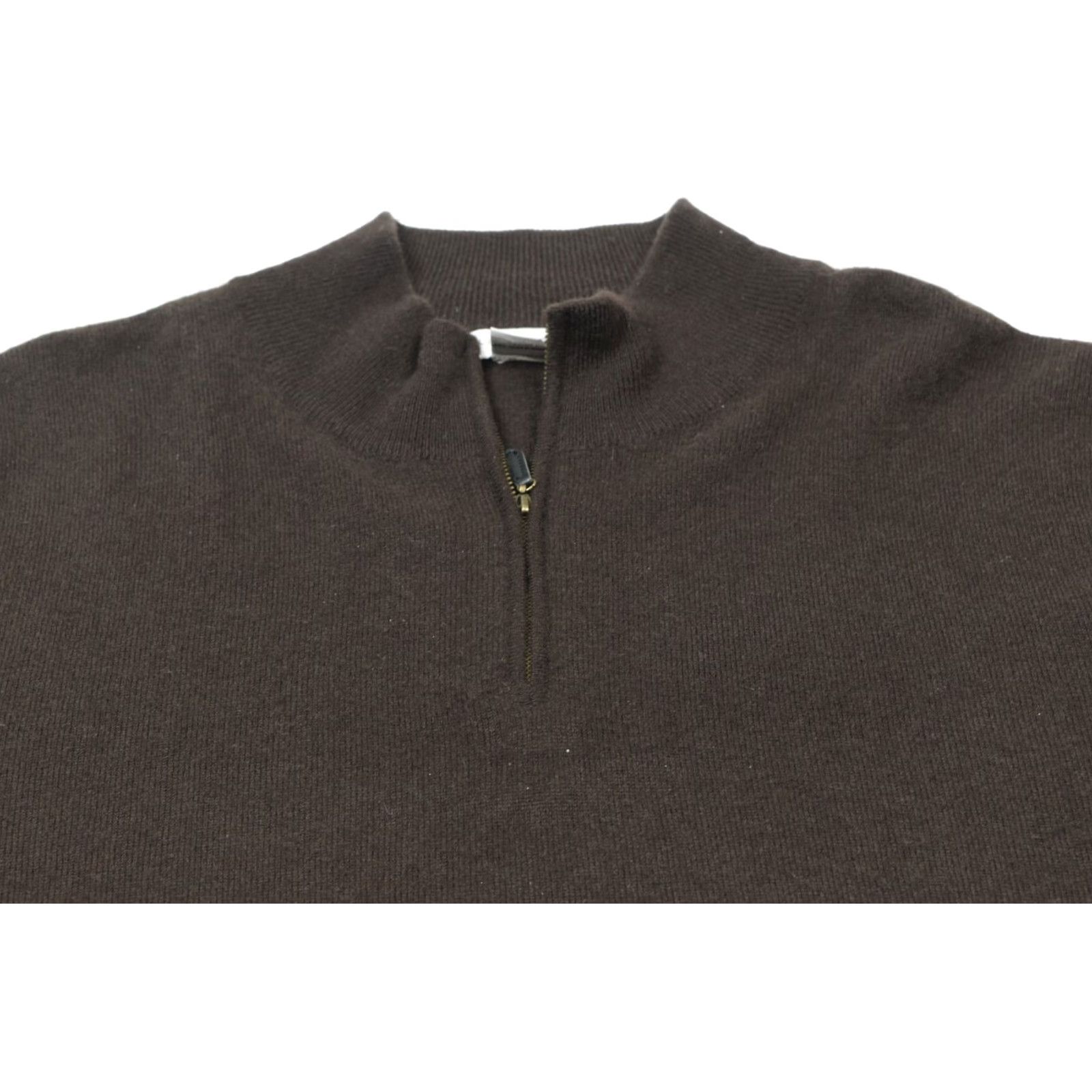 Olive Oliver Perry Cashmere Sweater Mens 2XL Brown Long Sleeve 1/4 Zip Pullover Size US XXL / EU 58 / 5 - 3 Thumbnail