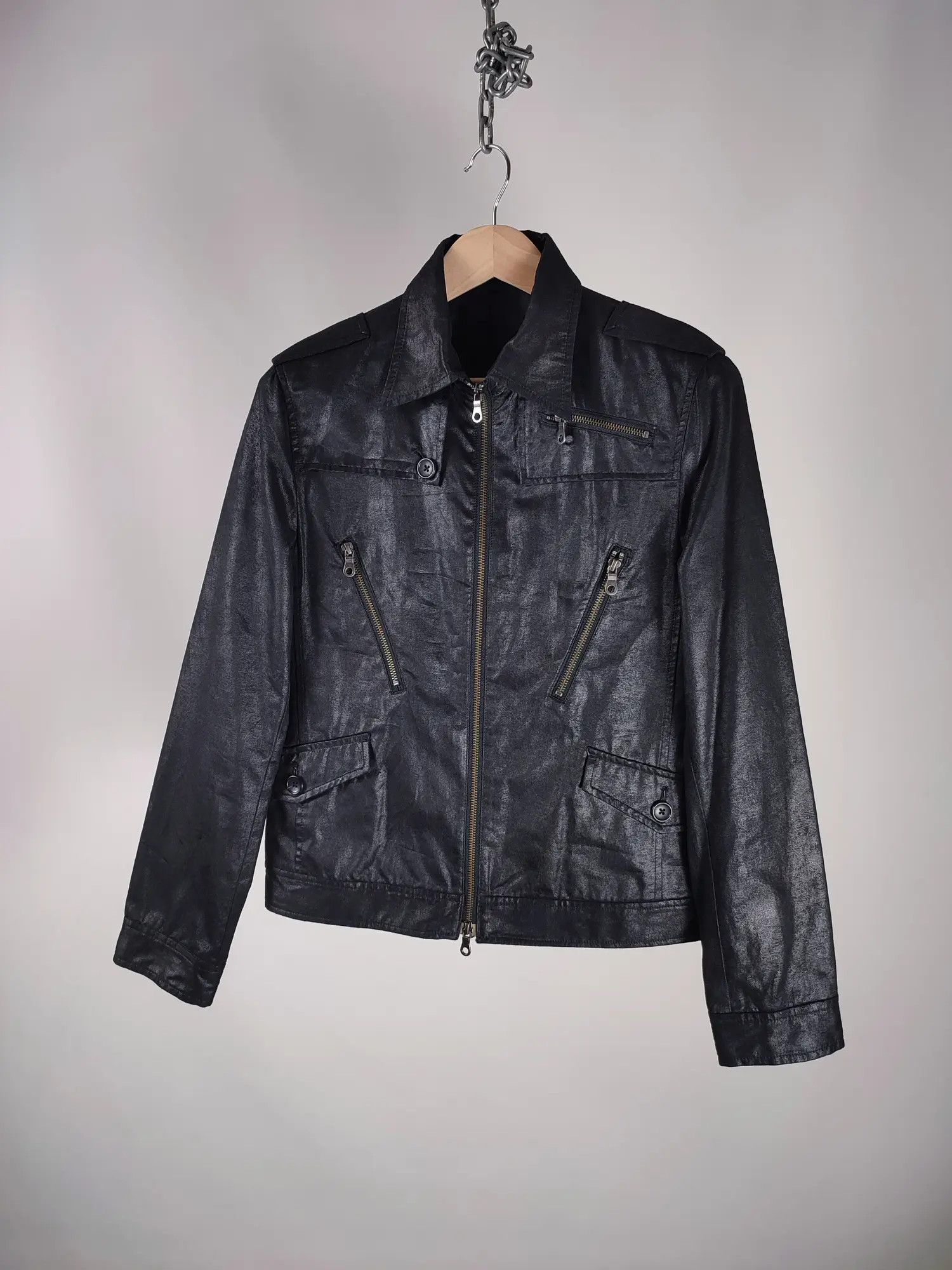 Japanese Brand × Vintage Buona Giornata Japanese Polyurethane Leather Zip Moto Jacket Size L / US 10 / IT 46 - 1 Thumbnail