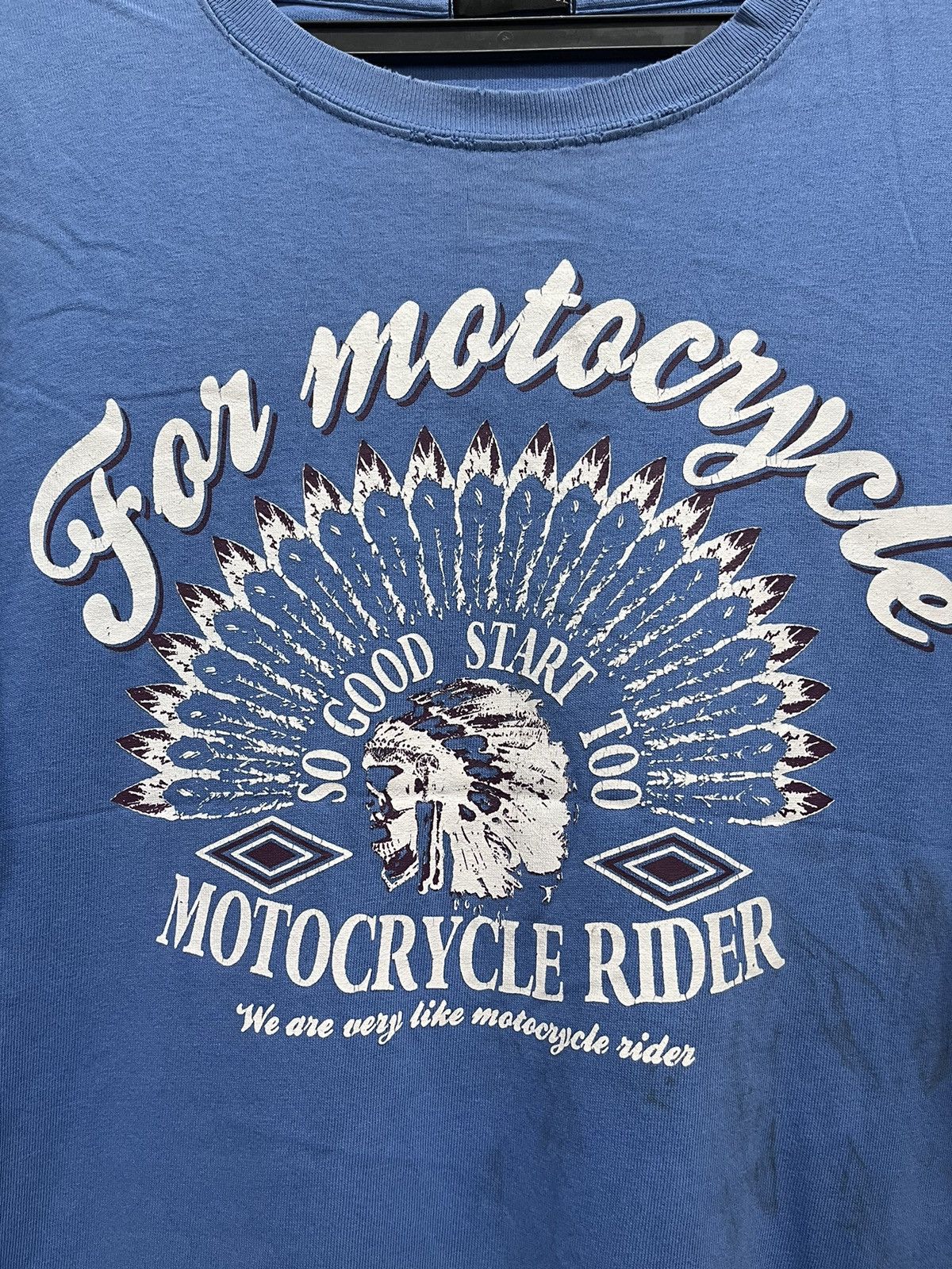 Japanese Brand × Vintage Motocrycle rider punk blue longsleeve tee Size US L / EU 52-54 / 3 - 1 Thumbnail