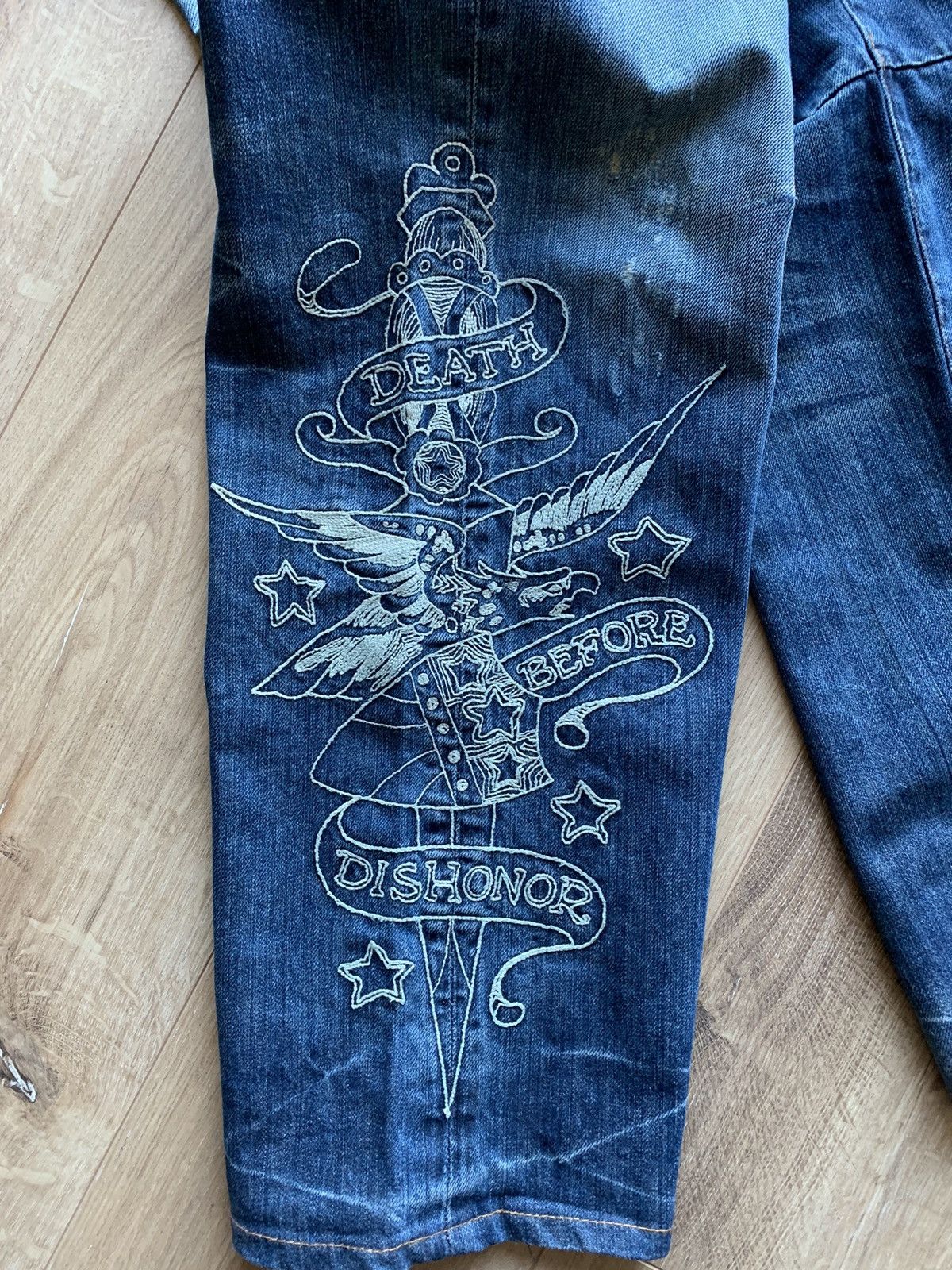 Christian Audigier Vintage Ed Hardy Death Before Dishonor jeans pans Size US 36 / EU 52 - 10 Thumbnail