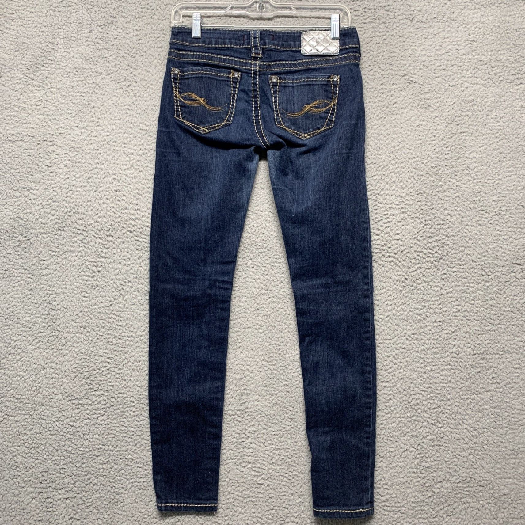 Silver Jeans Co. Silver Jeans Juniors Jeans Slim 27x31 Blue Denim 5-Pocket Gem Accents Thick Gold Stitching Womens/Teens Size 27" / US 4 / IT 40 - 4 Thumbnail