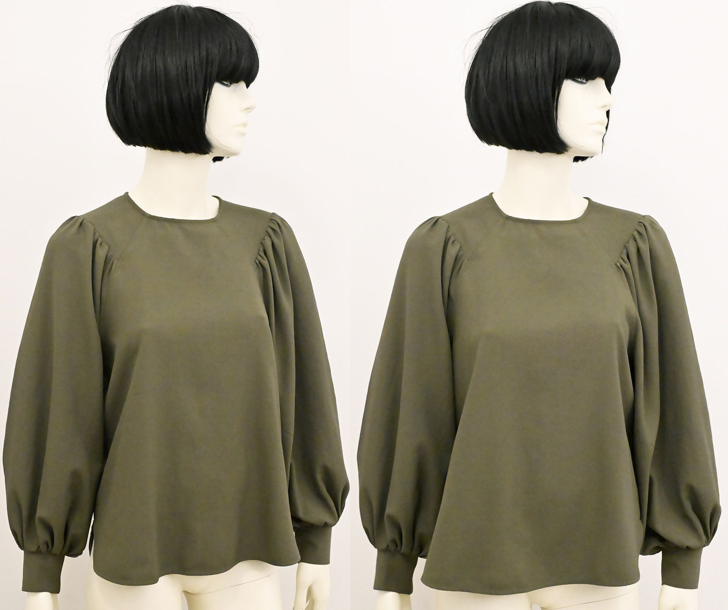 Ganni Ganni puff sleeve blouse in khaki green size S Size S / US 4 / IT 40 - 2 Thumbnail