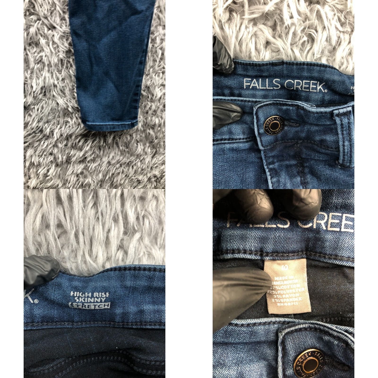 Vintage Falls Creek Jeans Skinny High Rise Womens Size 10 Medium Blue Wash 28 Inseam 5-Pocket Denim Cotton Belt Loops Zipper Button Size 32" / US 10 / IT 46 - 8 Thumbnail