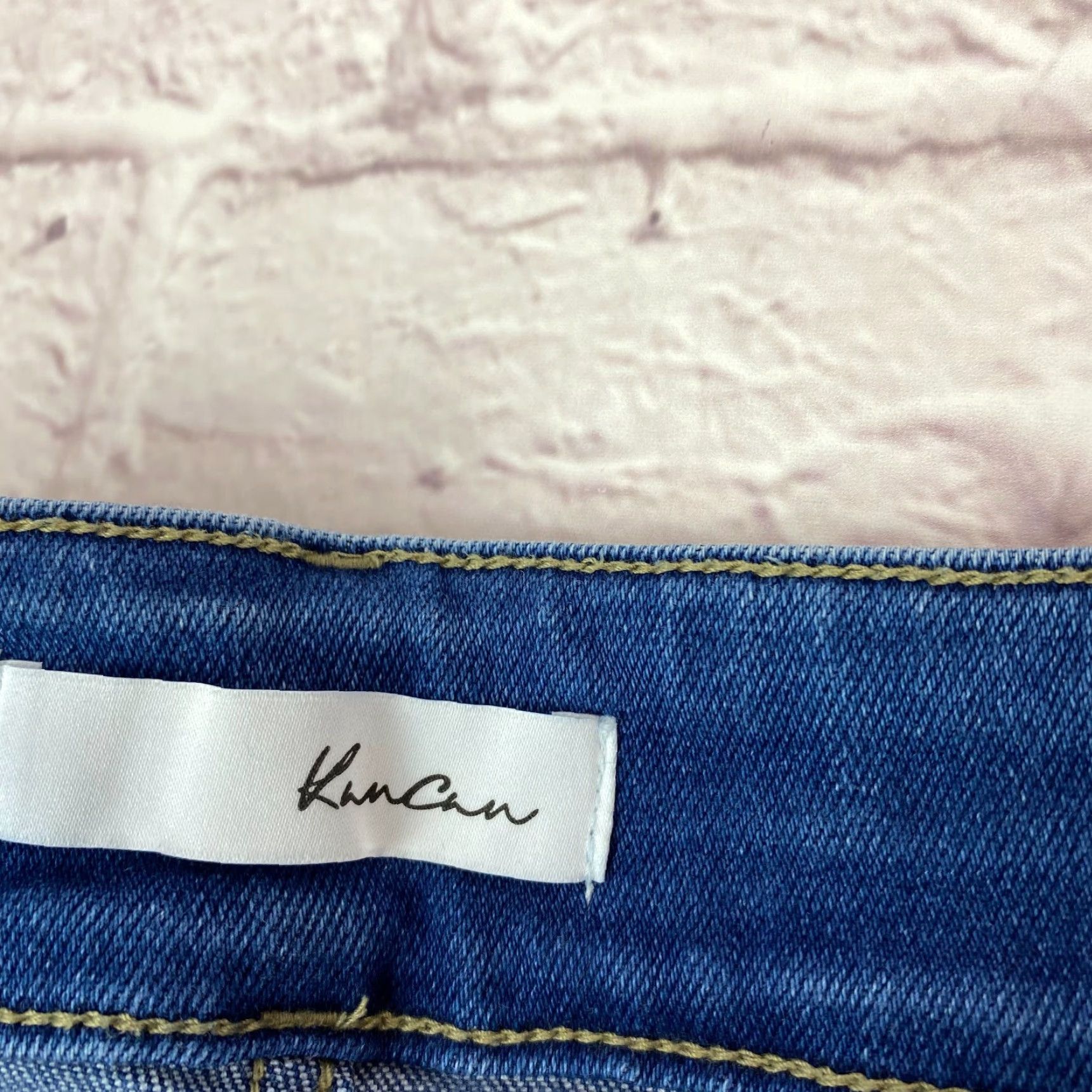 Vintage Kancan Jeans Womens Size 28 High Rise Skinny Distressed Frayed Hem Medium Wash Blue 90s City Bohemian Jeans Womens Size 28 Mens Girls? Size 28" / US 6 / IT 42 - 6 Thumbnail
