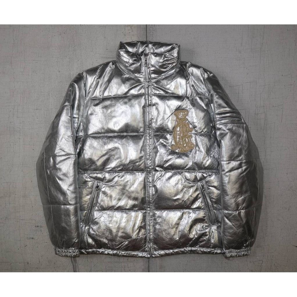 Christian Audigier Y2K Metallic Leather Puffer Jacket Gold Eagle Logo Sz M Size US M / EU 48-50 / 2 - 9 Thumbnail