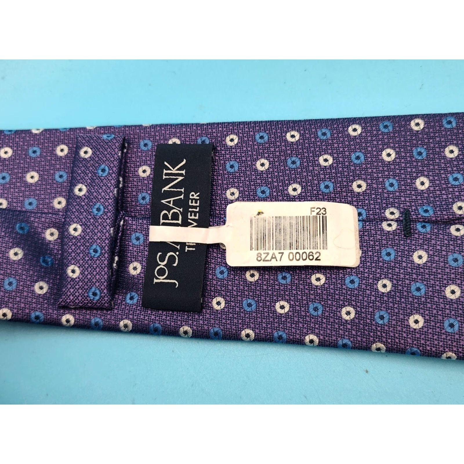 Jos. A. Bank Jos A. Bank Necktie 100% Silk Medallion Purple Blue White Multicolor Designer Men One Size Size ONE SIZE - 3 Thumbnail