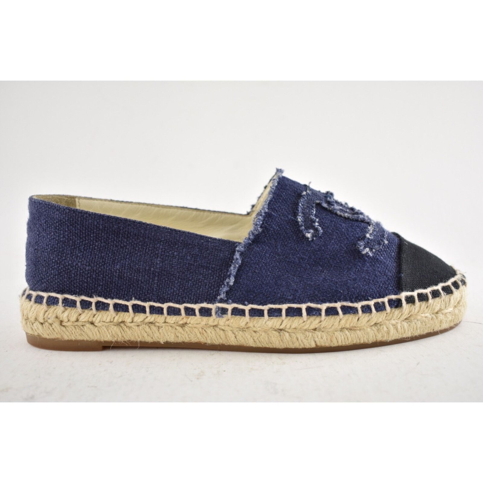 Chanel Chanel REV Blue Black Linen Canvas CC Logo Double Sole Size US 7 / IT 37 - 2 Thumbnail