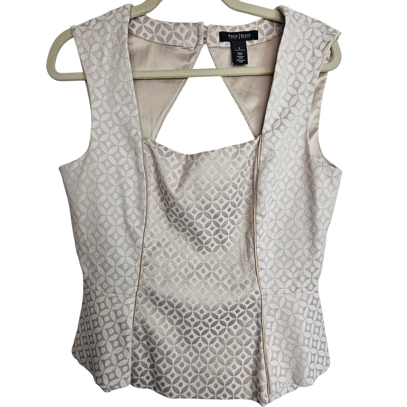 White House Black Market White House Black Market Blouse Women 8 Peplum Geometric Size M / US 6-8 / IT 42-44 - 1 Thumbnail