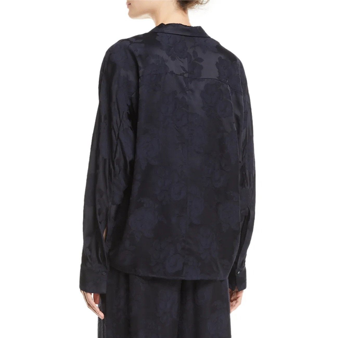 Vince Vince Floral Jacquard Popover Top Oversized Floral Damask Bl Size M / US 6-8 / IT 42-44 - 2 Thumbnail