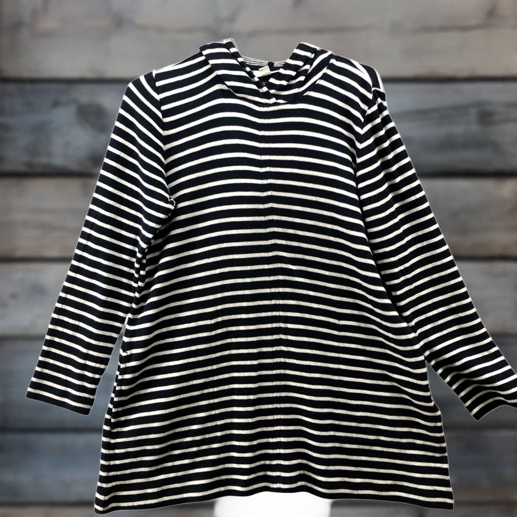 J. Jill J. Jill Hoodie Womens S Navy Blue White Striped Tunic Lounge Cotton S Pullover Crew Neck Casual Size S / US 4 / IT 40 - 1 Thumbnail