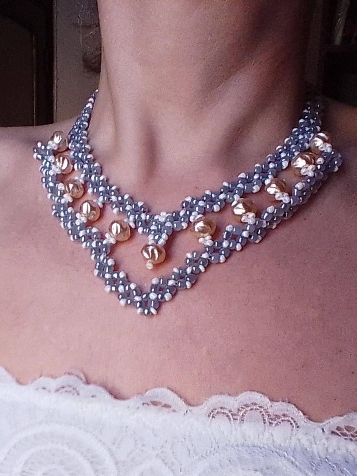 Other Pearls Necklace Vintage style Elegant Gray golden Ivory Size ONE SIZE - 5 Thumbnail
